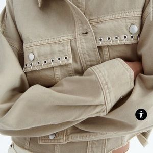 Zara light jacket over shirt with piercings details